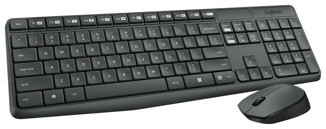 Клавиатура и мышь Logitech MK235 Wireless Keyboard and Mouse Black USB (фото modal 2)