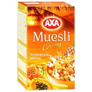 Мюсли AXA Muesli Crispy хрустящие медовые хлопья и шарики с тропическими фруктами, коробка (фото modal nav 1)