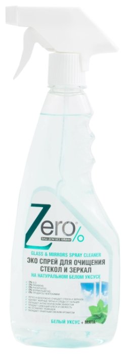 Спрей Zero% для очищения стекол и зеркал на натуральном белом уксусе + мята (фото modal 1)
