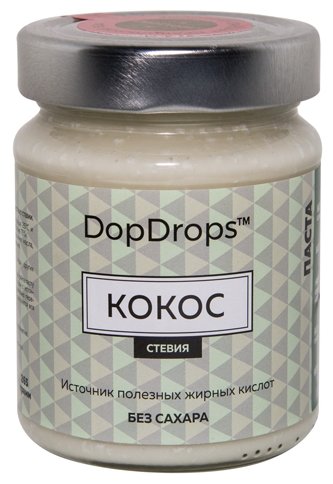 DopDrops Паста ореховая Кокос (стевия) стекло (фото modal 1)