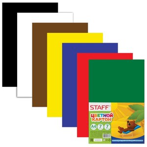 Цветной картон STAFF, A4, 7 л., 7 цв. (фото modal nav 1)