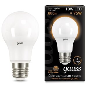 Лампа светодиодная gauss 102502110 E27, A60, 10Вт, 3000К (фото modal nav 1)