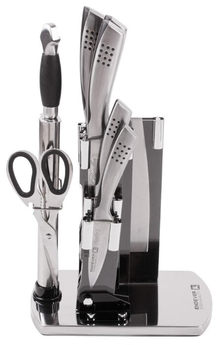 Набор ENDEVER Hamilton-016 5 ножей, ножницы и мусат с подставкой (фото modal 4)