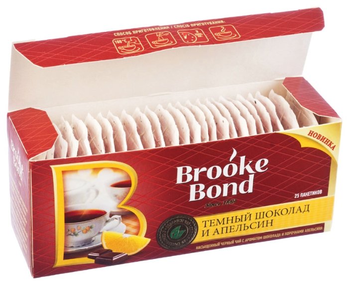 Чай черный Brooke Bond Темный шоколад и апельсин ароматизированный в пакетиках (фото modal 3)