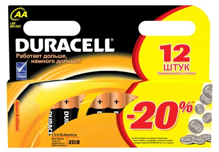 Батарейка AA Duracell LR6-12BL BASIC (фото modal 1)
