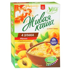 Vita Живая каша Каша 4 злака с абрикосом и пребиотиками, порционная (6 шт.) (фото modal nav 1)