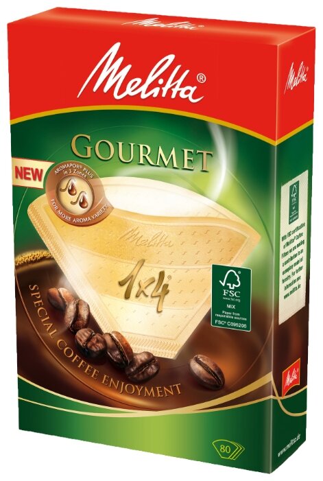 Одноразовые фильтры для капельной кофеварки Melitta Gourmet коричневые Размер 1х4 (фото modal 2)