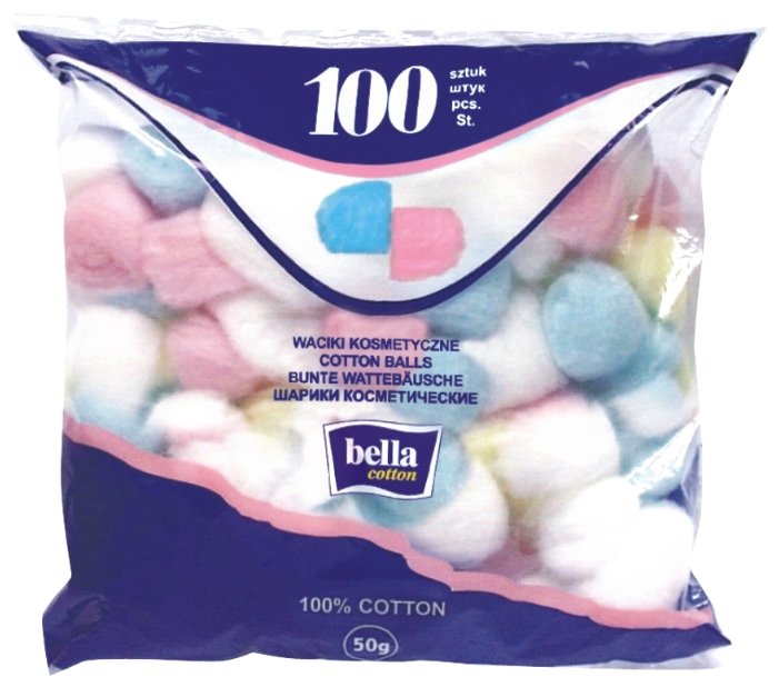 Ватные шарики Bella Cotton косметические разноцветные (фото modal 1)