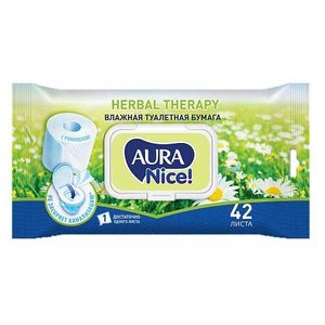 Влажная туалетная бумага Aura Nice с ромашкой Herbal therapy (фото modal nav 1)