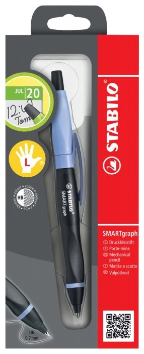 STABILO Механический карандаш Smartgraph для левшей со сменными грифелями HB, 0.7 мм, 3 шт. (фото modal 2)