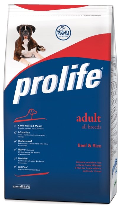Корм для собак Prolife Adult All Breeds с говядиной и рисом (фото modal 1)