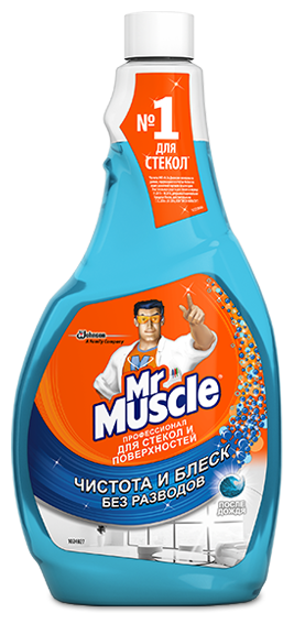 Жидкость Mr. Muscle Профессионал для стекол и поверхностей со спиртом сменный блок (фото modal 1)