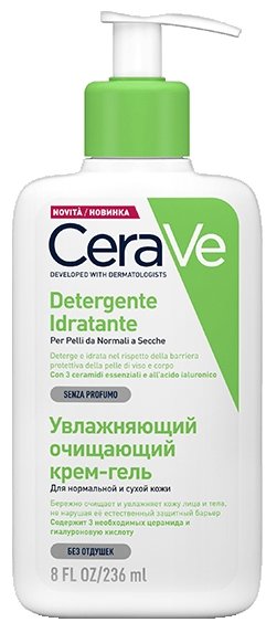 CeraVe крем-гель увлажняющий очищающий для нормальной и сухой кожи лица и тела (фото modal 1)
