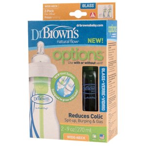 Dr. Brown's Набор стеклянных бутылочек с широким горлом Options, 270 мл, 2 шт. с рождения (фото modal nav 2)