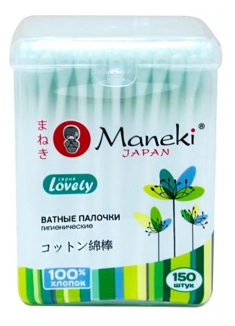 Ватные палочки Maneki Lovely с зеленым бумажным стиком (CB951) (фото modal 1)