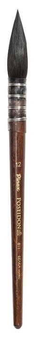 Кисть Pinax Poseidon, белка/синтетика №12, круглая, с короткой ручкой, французское крепление (фото modal 1)