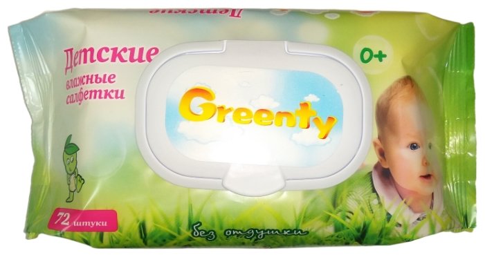 Влажные салфетки Greenty Детские без отдушки (фото modal 1)