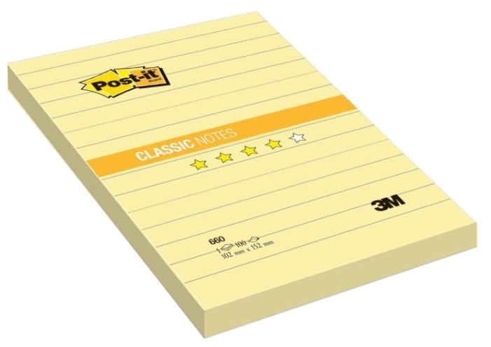 Post-it Блок Classic, 102х152 мм, канареечно-желтый, 100 штук (660) (фото modal 1)