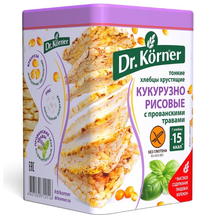 Хлебцы кукурузно-рисовые Dr. Korner с прованскими травами 100 г (фото modal 1)