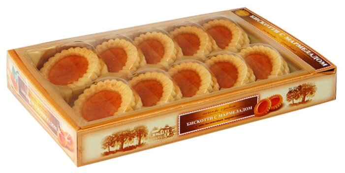 Печенье БИСКОТТИ с апельсиновым мармеладом в коробке, 235 г (фото modal 1)