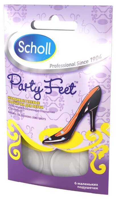 Scholl Party Feet Невидимые гелевые подушечки, ослабляющие дискомфорт, 6 шт (фото modal 2)