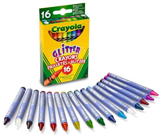 Crayola Восковые мелки с блестками 16 цветов 52-3716 (фото modal 2)