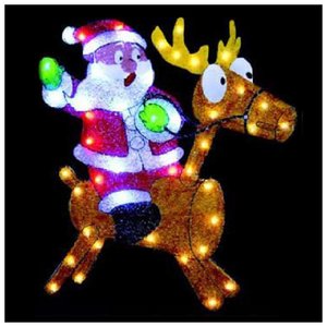 Панно Sh Lights Санта-Клаус на олене, 61 x 67.5 см, PKQE080149 (фото modal nav 1)