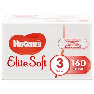 Huggies подгузники Elite Soft 3 (5-9 кг) 160 шт. (фото modal nav 1)
