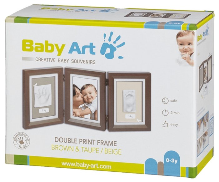 Baby Art Creative baby souvenirs - Double print frame brown and taupe/beige (34120108) (фото modal 1)