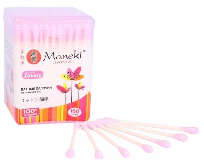 Ватные палочки Maneki Lovely с розовым бумажным стиком (CB944) (фото modal 2)