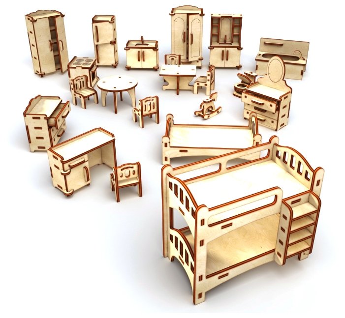 Сборная модель ХэппиДом Коттедж с пристройкой и мебелью (HK-D004),, (фото modal 3)