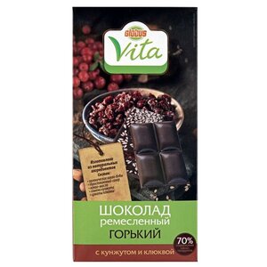 Шоколад Глобус Vita горький 70% с кунжутом и клюквой (фото modal nav 1)