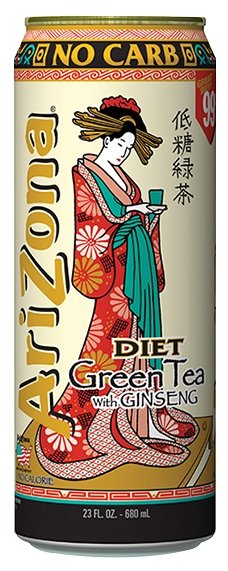 Чай AriZona Diet Green Tea with Ginseng, банка (фото modal 1)