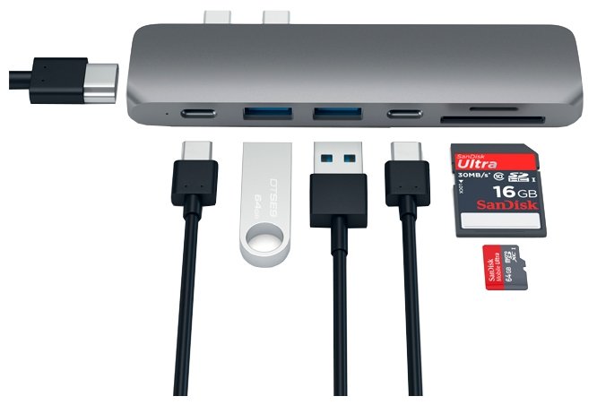 USB-концентратор Satechi Aluminum Type-C Pro Hub Adapter разъемов: 5 (фото modal 3)