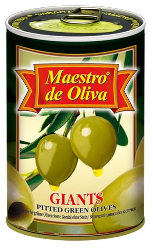 Maestro De Oliva Оливки гигантские в рассоле без косточки, жестяная банка 420 г (фото modal 1)