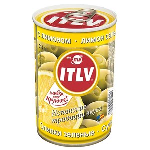 ITLV Оливки зеленые с лимоном в рассоле, жестяная банка 300 г (фото modal nav 1)