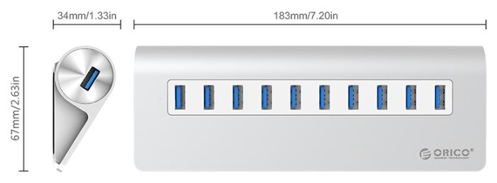 USB-концентратор ORICO M3H10 разъемов: 10 (фото modal 2)