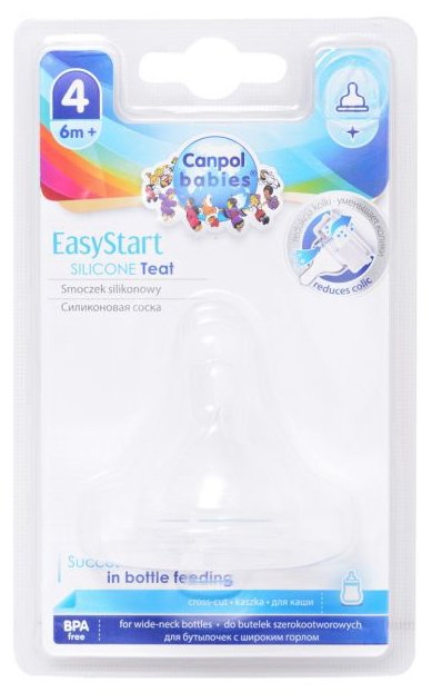 Соска Canpol Babies EasyStart силиконовая круглая №4 (для каши) 6м+ 1шт. (фото modal 2)