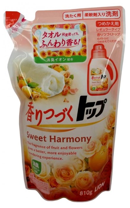 Жидкость для стирки Lion Top Sweet Harmony аромат цветов и апельсина (Япония) (фото modal 3)