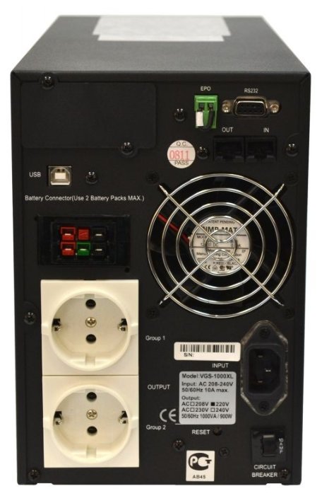 ИБП с двойным преобразованием Powercom VANGUARD VGS-1000XL (фото modal 3)