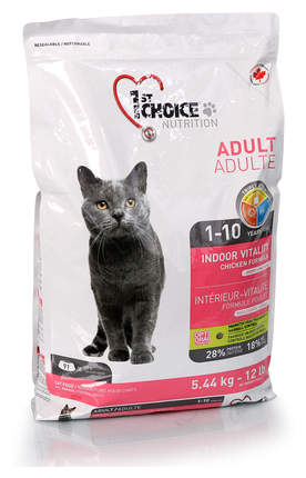 Корм для кошек 1st Choice (5.44 кг) INDOOR VITALITY for ADULT CATS (фото modal 1)