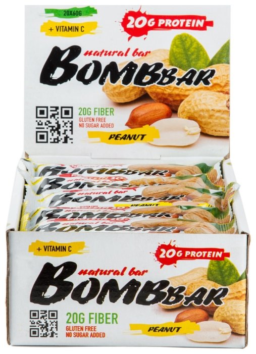 BombBar протеиновый батончик Natural Bar + Vitamin C (60 г)(20 шт.) (фото modal 1)