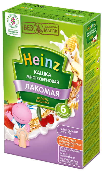Каша Heinz молочная Лакомая многозерновая с яблоком и вишенкой (с 6 месяцев) 200 г (фото modal 1)