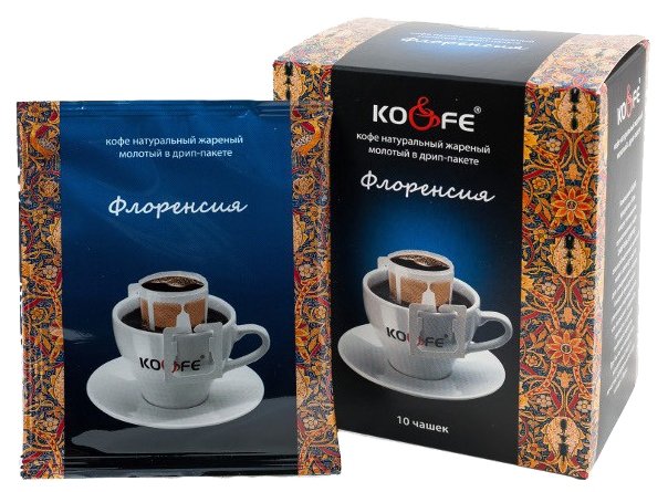 Молотый кофе KO&FE Флоренсия, в дрип-пакетах (фото modal 1)