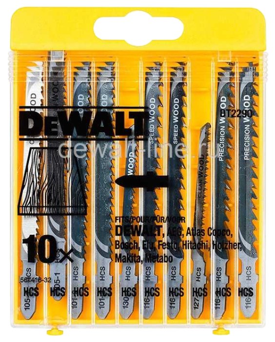 Набор пилок для лобзика DeWALT DT 2290 10 шт. (фото modal 1)