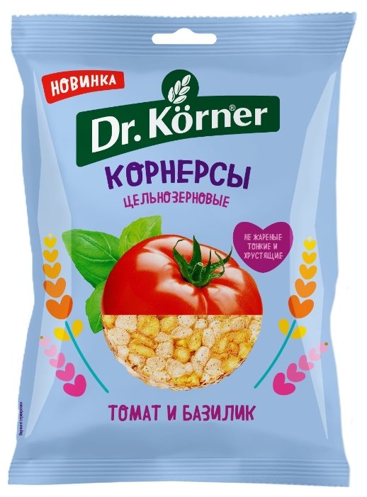 Чипсы Dr. Korner цельнозерновые кукурузно-рисовые корнерсы Томат и базилик (фото modal 1)