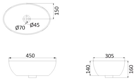 Раковина 45 см Creo Ceramique Pau PU3200 (фото modal 2)