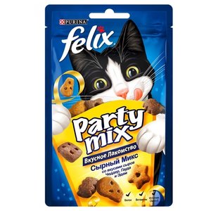 Лакомство для кошек Felix Party Mix Сырный микс со вкусом чедера, гауды и эдама (фото modal nav 1)