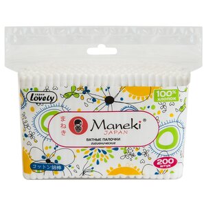 Ватные палочки Maneki Lovely с белым пластиковым стиком (CB937/СВ1132) (фото modal nav 2)