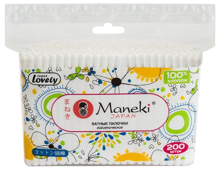 Ватные палочки Maneki Lovely с белым пластиковым стиком (CB937/СВ1132) (фото modal 2)